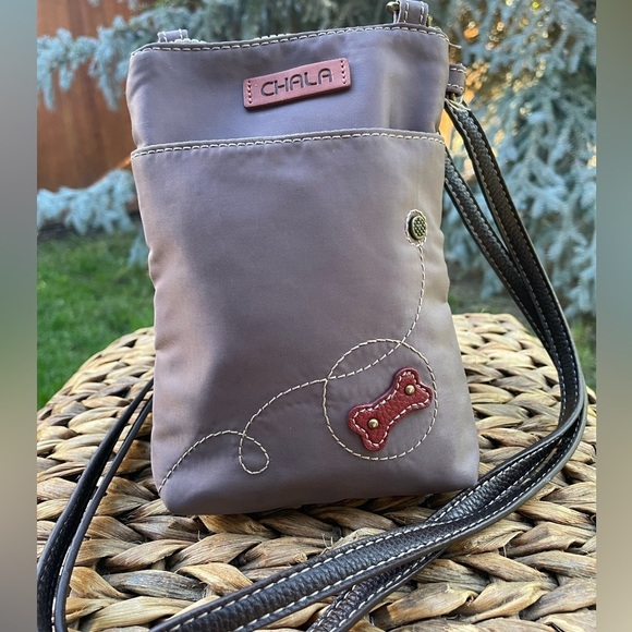 Chala Venture Dog Paw Print & Bone Mixed Media Cell Phone Crossbody Bag - Picture 5 of 6